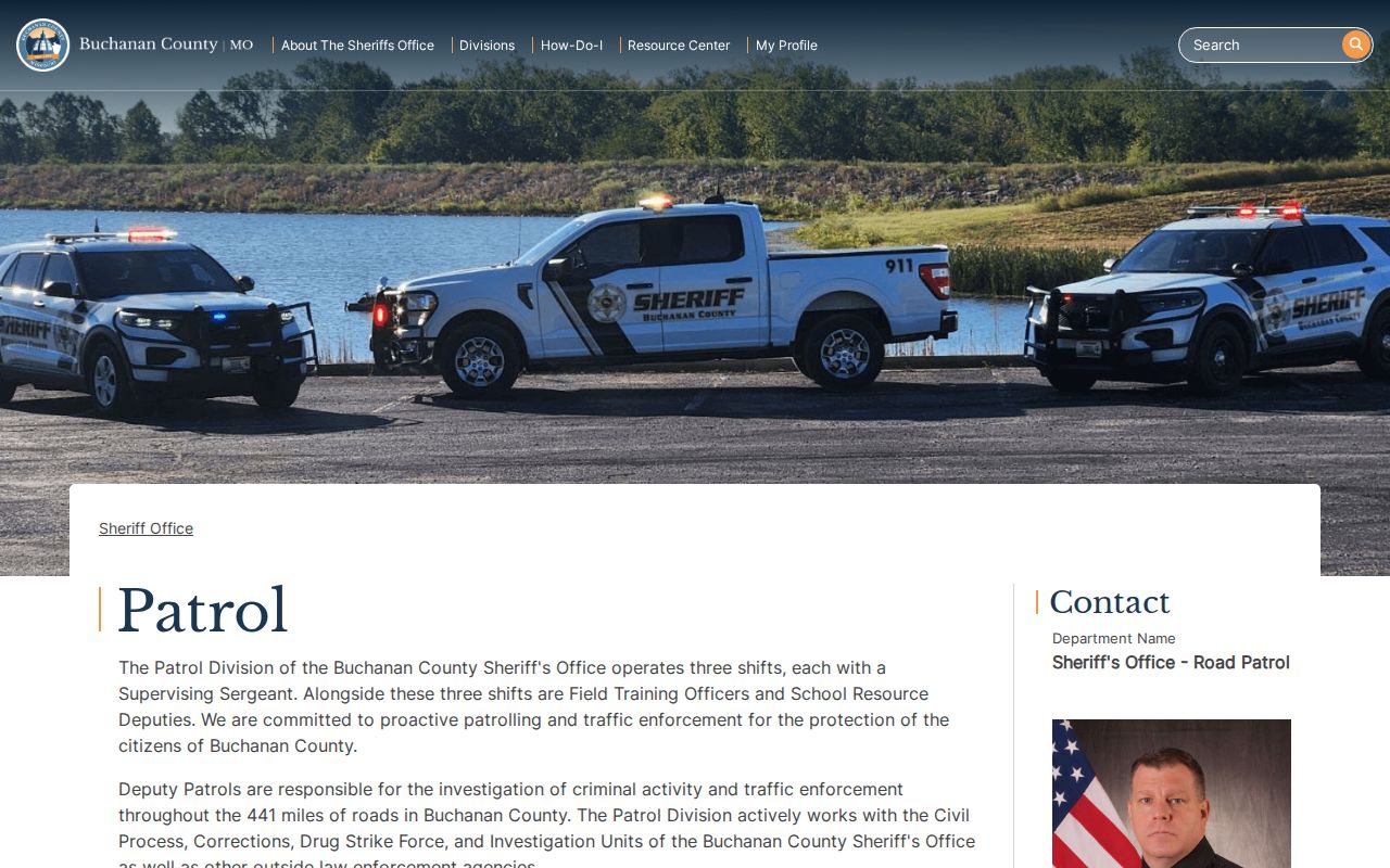 Buchanan County road patrol page for Agency arrest-record routing