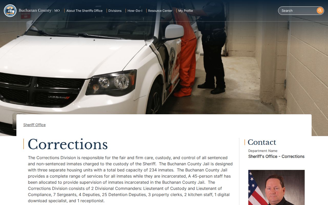 Buchanan County jail booking records and Corrections information