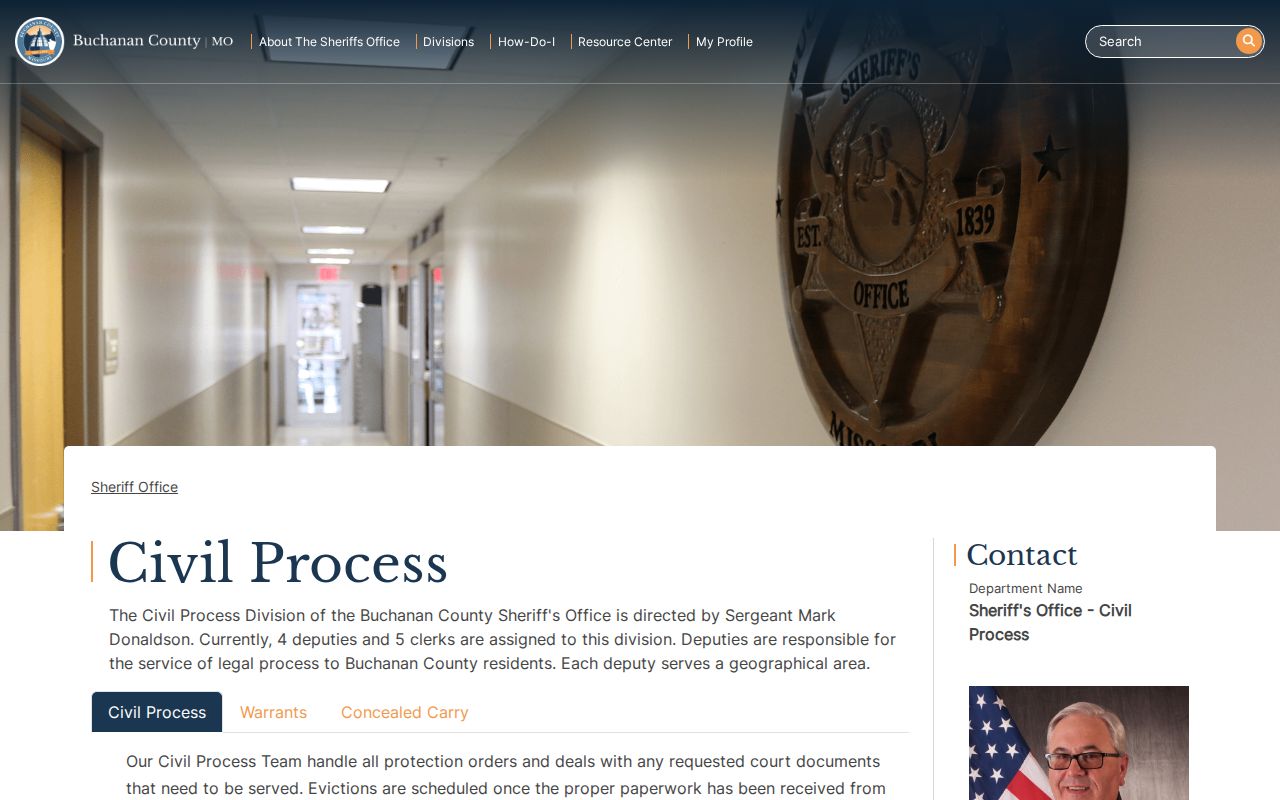 Buchanan County Civil Process warrant records contact page