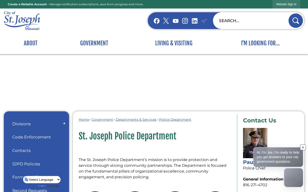 Buchanan County St. Joseph Police Department arrest-record source